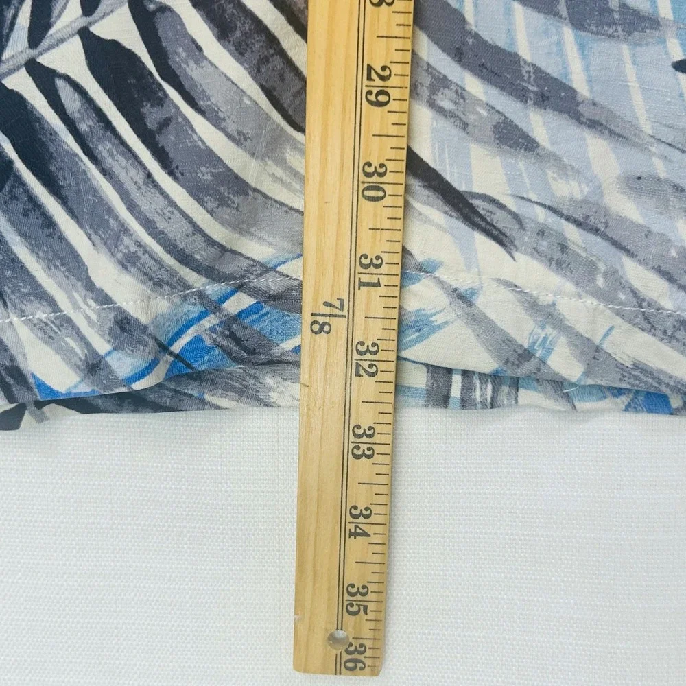 Tommy Bahama Silk Camp Shirt Mens Mens 3XL Blue Tropical Palm Leaf Island Resort